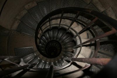 The spiral staircase at the Arc de Triumph