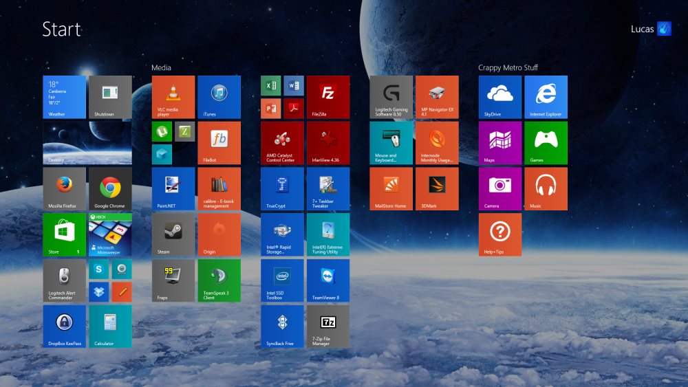 My Windows 8.1 Start screen
